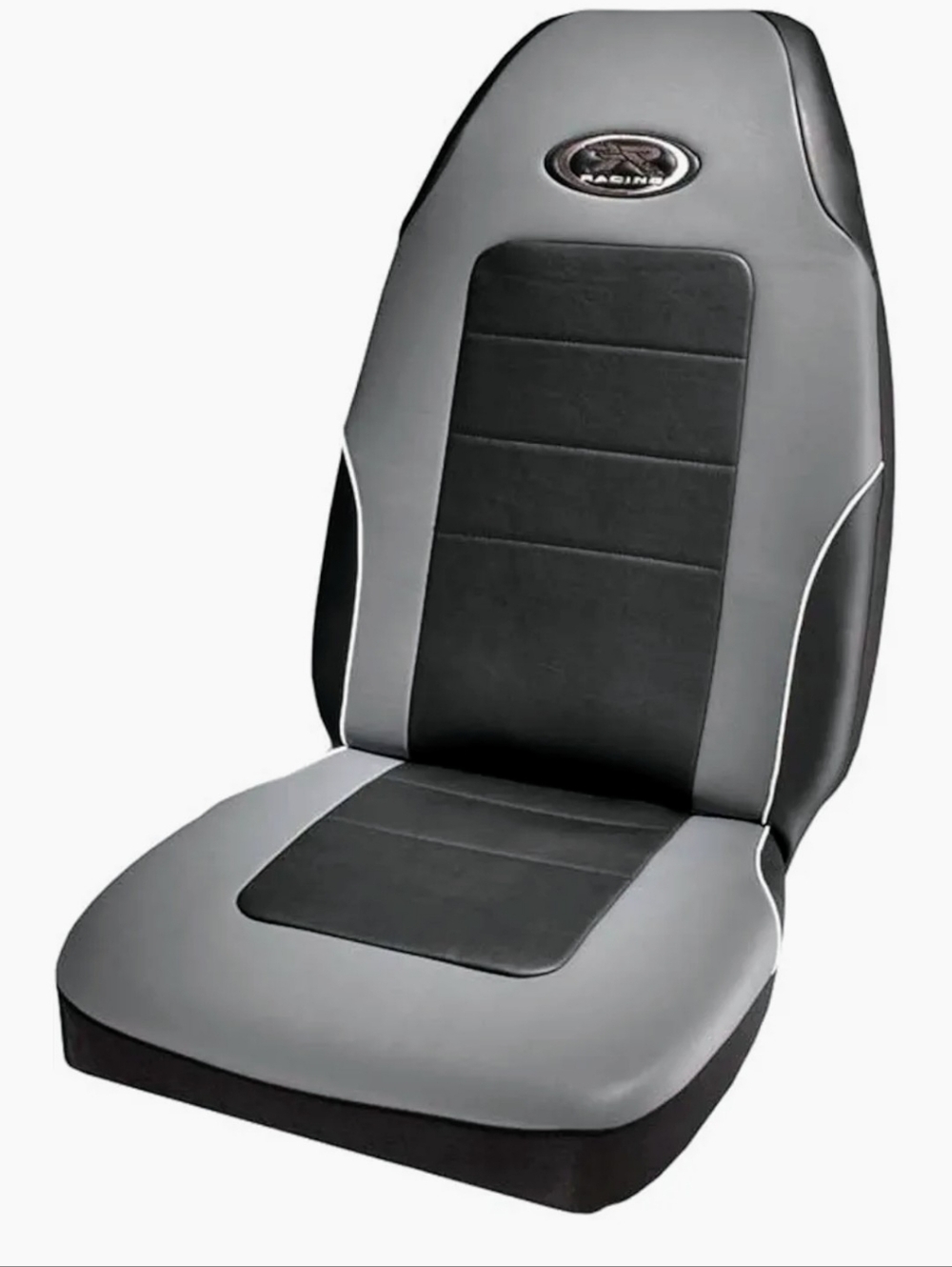 R Racing Black & Gray Leather Simulated Seat Cover *New* (box shows wear)